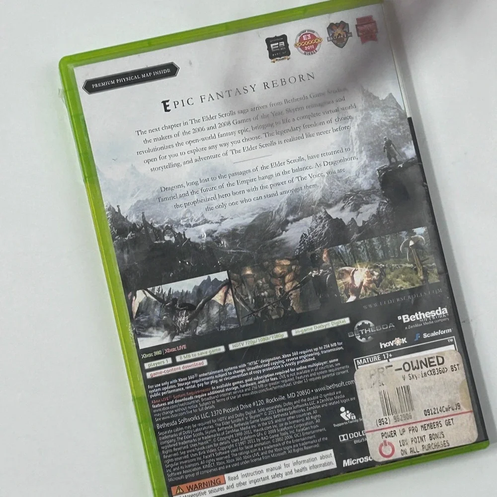 The Elder Scrolls V Skyrim Microsoft Xbox 360 Bethesda RPG Game 2011 NTSC-U/C